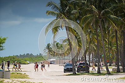 Tourists visiting Miami Beach FL Editorial Stock Photo