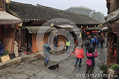 Tourists visiting the Qingyan ancient town in Guizhou, China Editorial Stock Photo