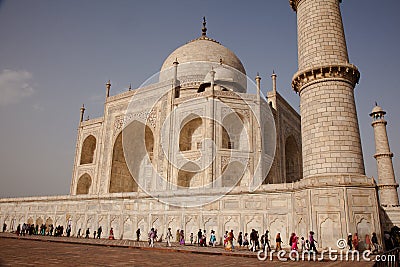 Tourists walk around base Taj Mahal Agra India Editorial Stock Photo