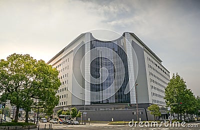 Tourists walking in front of Osaka Prefectural Police Headquarters, July 15, 2017 Editorial Stock Photo