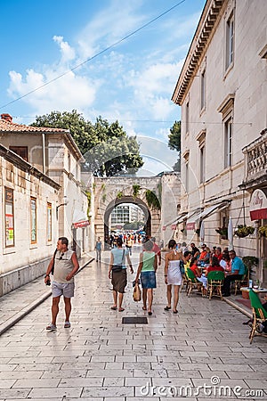 Tourists walking on the streets of Zadar, Croatia Editorial Stock Photo