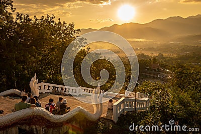 Sunset View from White Buddha in Pai, Thailand Editorial Stock Photo