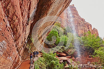 Tourists in Zion national park, USA Editorial Stock Photo