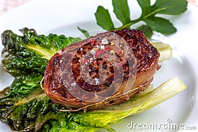 Tournedos - Beef on salad nest Stock Photo