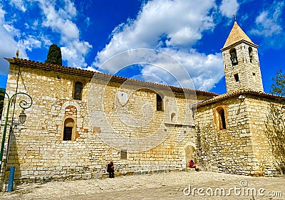 view of the beautiful hilltop town of Tourrettes-sur-Loup-sur-Loup in the south of France Stock Photo