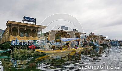 Tourists at House-boats Dal Lake, Kashmir, India Editorial Stock Photo