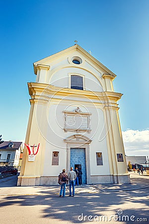 Tousists visit St. Josefskirche at Kahlenberg in Vienna, Austria Editorial Stock Photo
