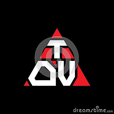 TOV triangle letter logo design with triangle shape. TOV triangle logo design monogram. TOV triangle vector logo template with red Vector Illustration