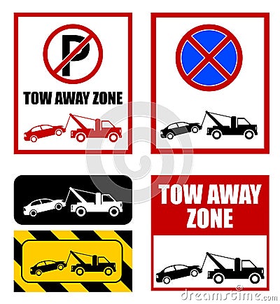 Tow away zone, no parking sign Vector Illustration