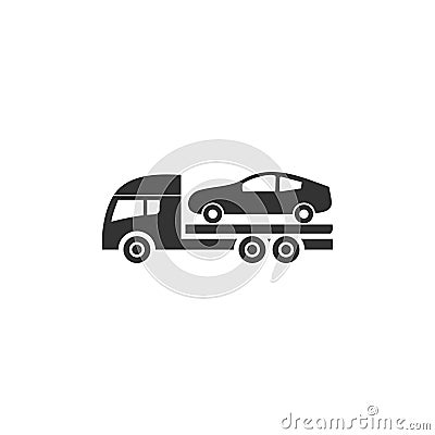 Tow car evacuation icon flat Vector Illustration