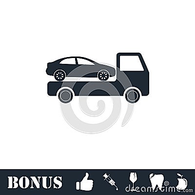 Tow car evacuation icon flat Vector Illustration