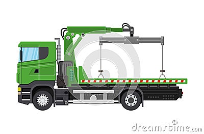 Tow truck. City road side assistance service. Vector Illustration