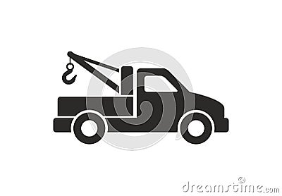 Tow truck icon, Monochrome style Vector Illustration