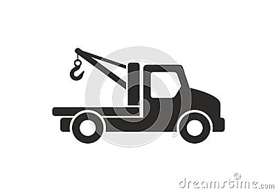 Tow truck icon, Monochrome style Vector Illustration