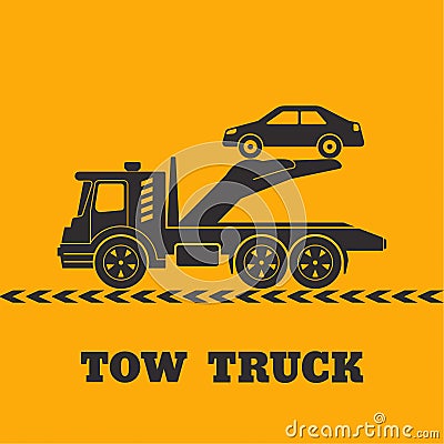 Tow truck icon yellow background Vector Illustration