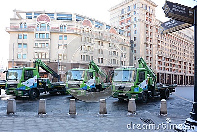 Tow truck 'Moscow Parking' row in Moscow Editorial Stock Photo