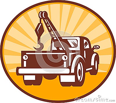 Tow or wrecker truck rear view Vector Illustration