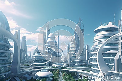 Towards Zero Emissions: The Sustainable City of the Future - AI generated Stock Photo