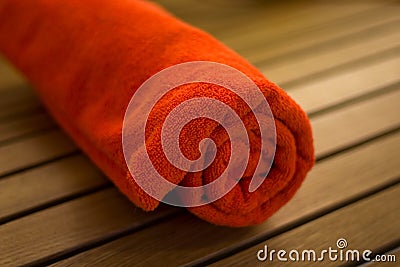 Towel braided in a tubule Stock Photo