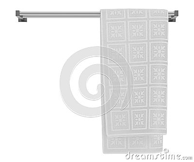 Towel on hanger isolated on white Stock Photo