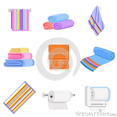 Towel icons set, flat style Vector Illustration