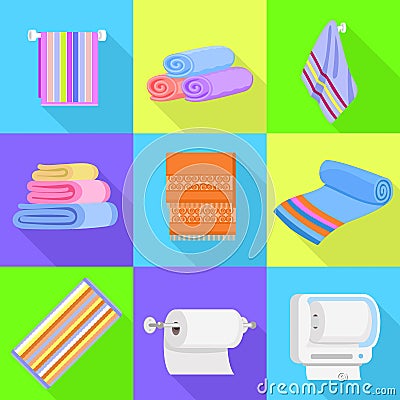 Towel icons set, flat style Vector Illustration