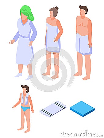 Towel icons set, isometric style Vector Illustration