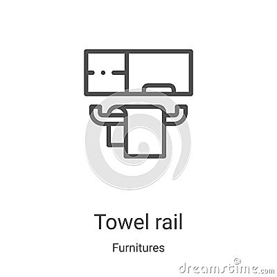 towel rail icon vector from furnitures collection. Thin line towel rail outline icon vector illustration. Linear symbol for use on Vector Illustration