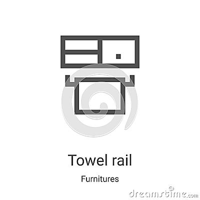 towel rail icon vector from furnitures collection. Thin line towel rail outline icon vector illustration. Linear symbol for use on Vector Illustration