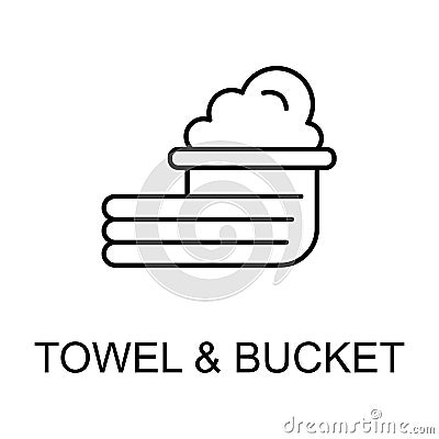 towels and bucket icon. Element of web icon for mobile concept and web apps. Detailed towels and bucket icon can be used for web Stock Photo