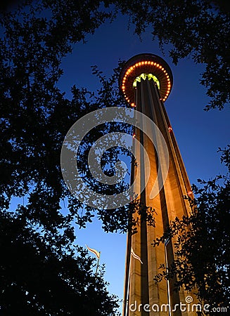 Tower of Americas at night Stock Photo