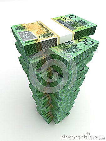 Tower of Australian Dollar Stock Photo