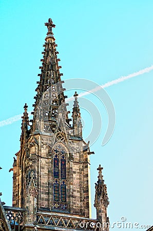 Barcelona`s Cathedral tower Stock Photo