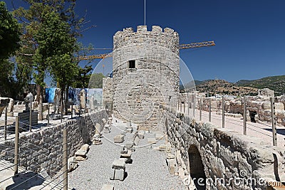 Tower in Bodrum Castle, Mugla, Turkey Editorial Stock Photo