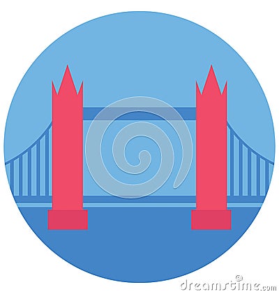 Tower Bridge Color Isolated Vector Icon that can be easily modified or edit Vector Illustration
