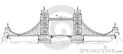 Tower bridge in London, sketch collection, Buckingham palace gate Stock Photo