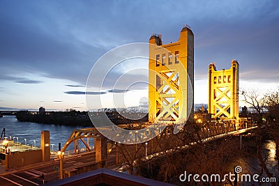Tower Bridge in Old Sacramento Stock Photo
