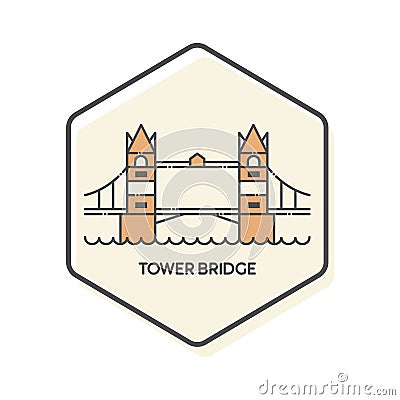 Tower Bridge - London, England Lineal Icon. Stock Photo