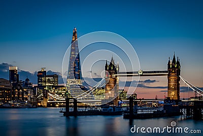 Tower bridge and the sky London skyline at sunset Stock Photo