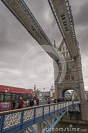 Tower Bridge spans and bascule looking south Editorial Stock Photo