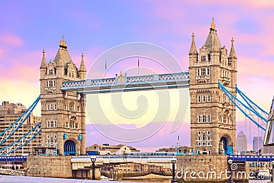 Tower bridge at sunset. Popular landmark in London, UK Stock Photo