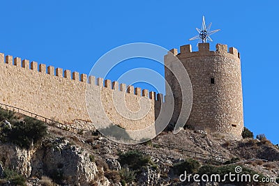 Tower of the Castle of Islamic origin of Castalla. Eleventh century. Castalla, Alicante, Spain Stock Photo