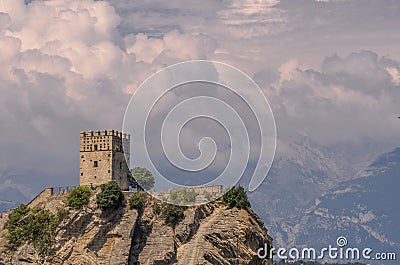 Tower of the castle of Roccascalegna Stock Photo