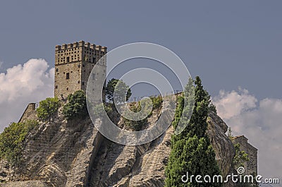 Tower of the castle of Roccascalegna Stock Photo