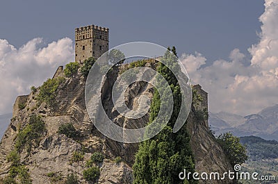 Tower of the castle of Roccascalegna Stock Photo