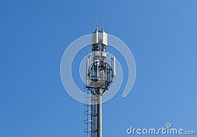 The tower cell tower with transponders. Communication technologies Stock Photo