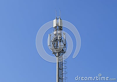 The tower cell tower with transponders. Communication technologi Stock Photo