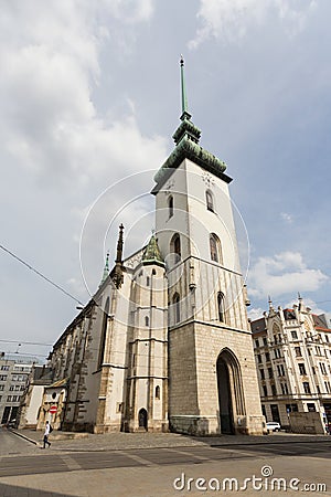 The tower of Church of St Jacob (St James) in Brno Editorial Stock Photo