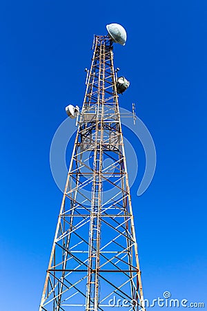 Tower Communications Radio TV Mobiles Signals Stock Photo