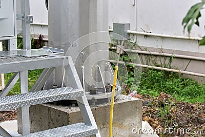 Tower construction To install the antenna of the wireless communication system. Stock Photo